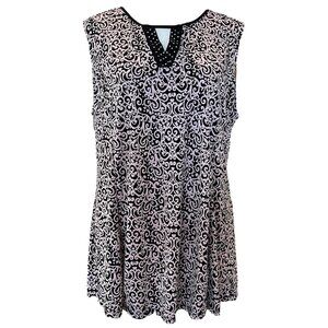 Christopher & Banks Pink & Black Silver Stud Sleeveless Shell Blouse Tank Top